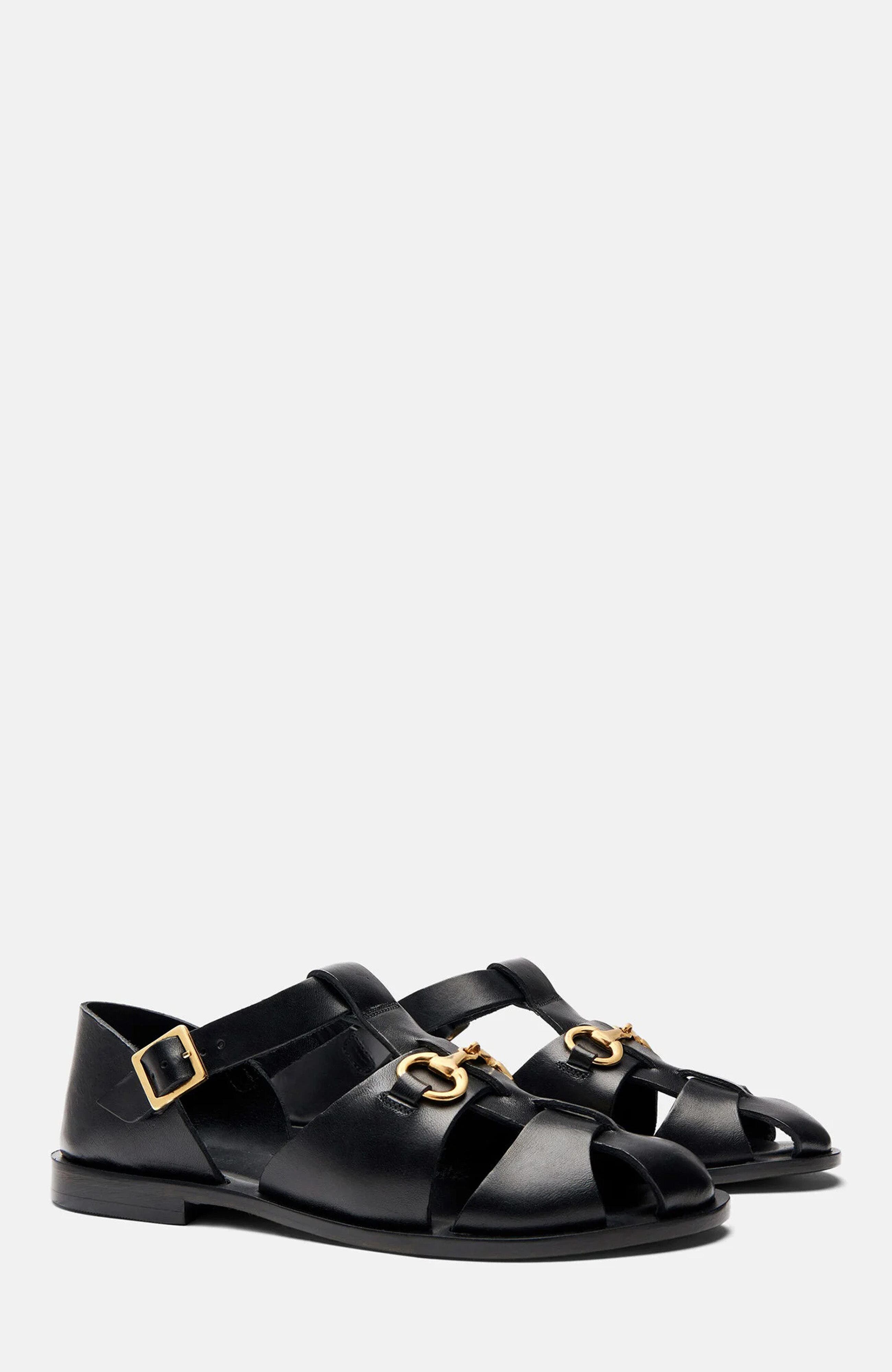 SCAROSSO Helene Sandals, Main, color, Black - Calf