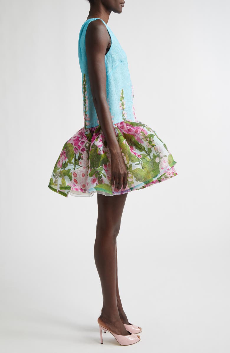 Oscar de la Renta Foxglove Sleeveless Silk Blend Fit 
Flare Dress, Alternate, color, Lilac/ Sky