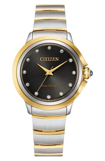 Citizen Cece Diamond Eco-drive Bracelet Watch, 32mm In Two Tone