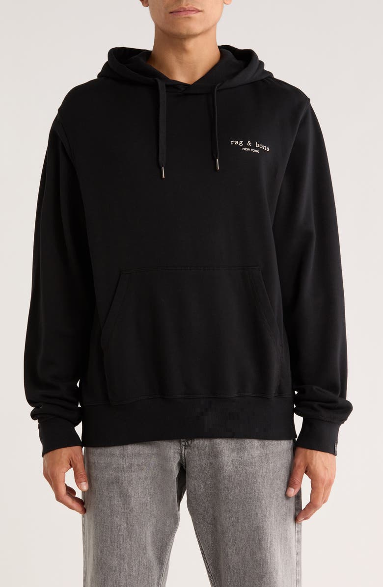 rag & bone Massey French Terry Hoodie, Main, color, Black