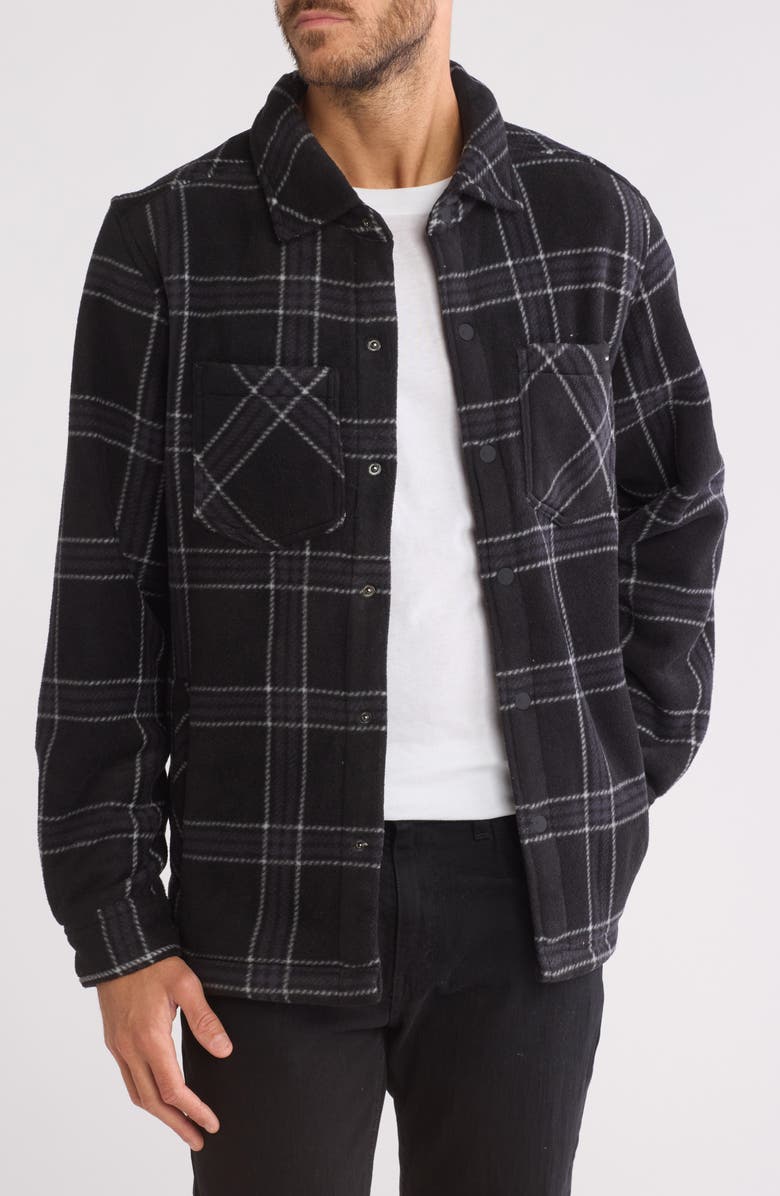Hurley Plaid Polar Fleece & Faux Shearling Shirt Jacket, Main, color, 