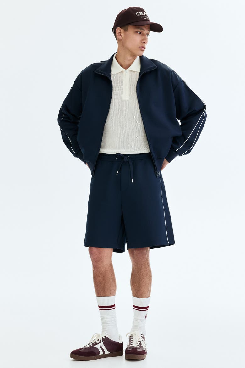 Relaxed-fit Shorts, Main, color, Dark blue/white