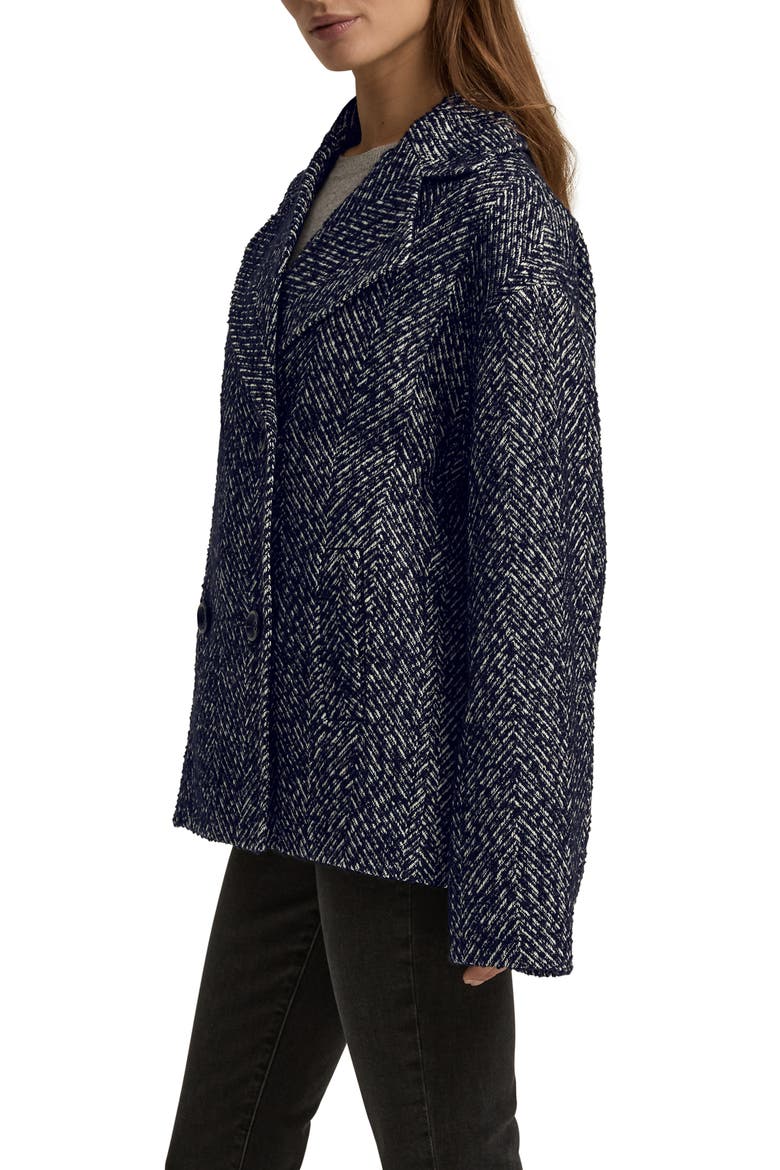 Favorite Double Breasted Peacoat, Alternate, color, NAVY HERRINGBONE