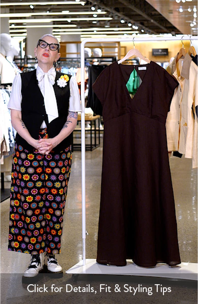 Aubrey Cutout Linen Blend Midi Dress, sales video thumbnail