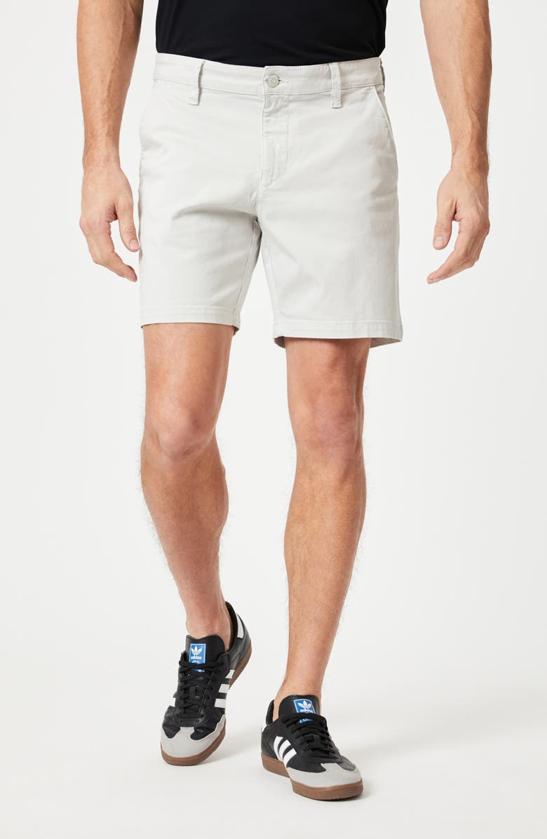 Mavi Jeans Nate Stretch Twill Flat Front Shorts, Main, color, Oyster Mushroom Twill