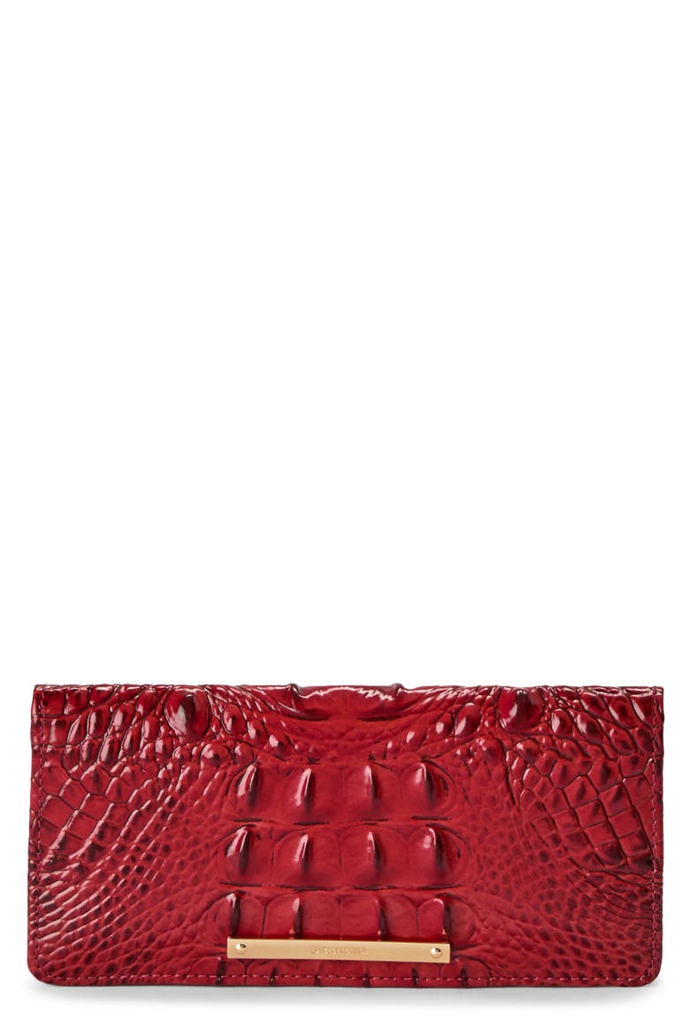 'Ady' Croc Embossed Continental Wallet, Main, color, VOLCANIC RED