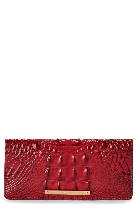 'Ady' Croc Embossed Continental Wallet