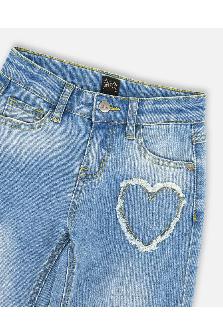 Wide Leg Heart Embroidery Denim Jeans, Alternate, color, Light Blue Denim