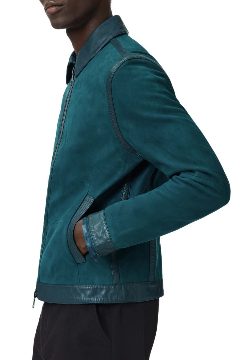 Jaxon Leather Trim Suede Jacket, Alternate, color, PEACOCK BLUE
