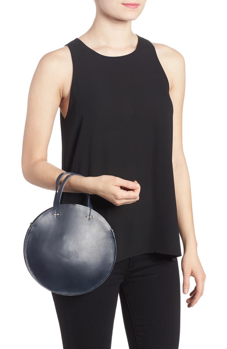 Clare V. Petite Alistair Leather Circular Crossbody Bag, Alternate, color,