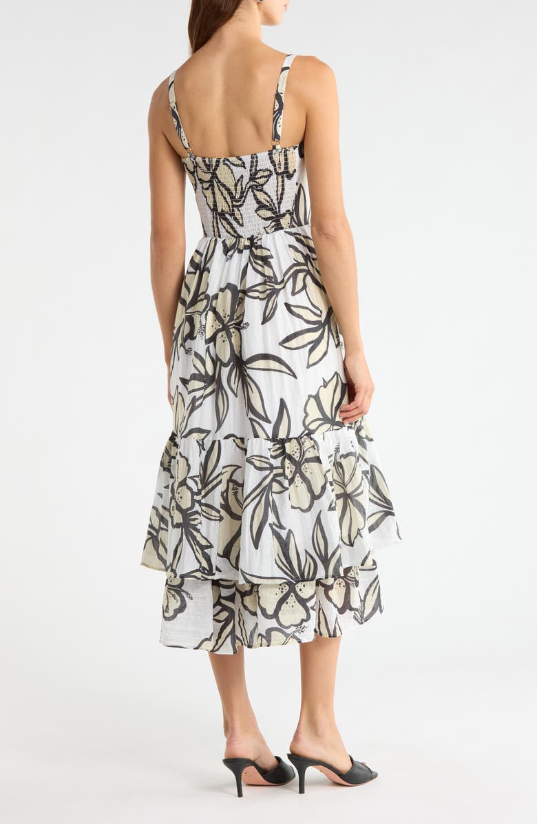 MELLODAY Floral Sweetheart Neck Tiered Dress, Alternate, color, Ivory Multi