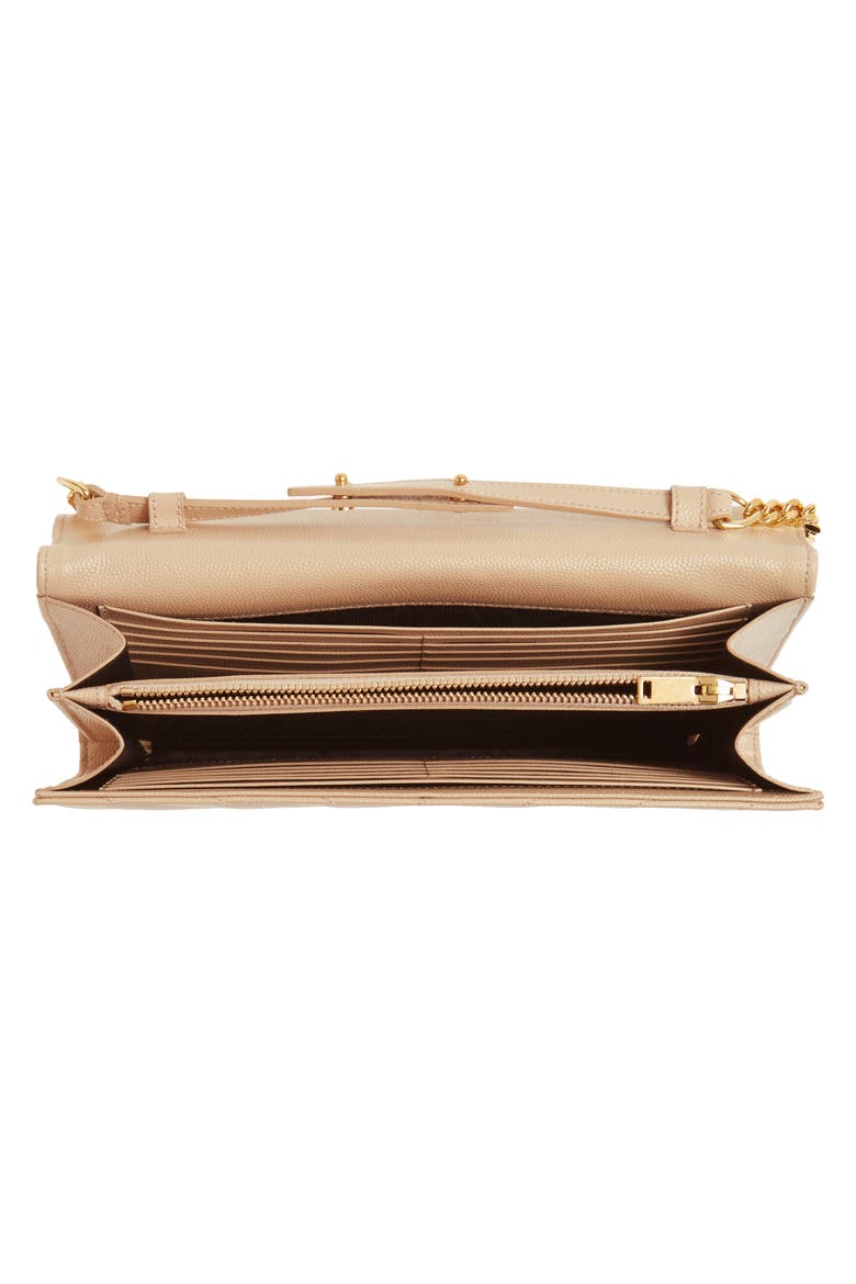 Cassandre Matelassé Leather Wallet on a Chain, Alternate, color, 2721 DARK BEIGE