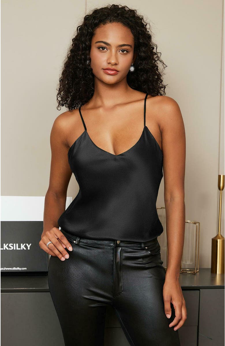 SILKSILKY Pure Silk Spaghetti Strap Camisoles, Alternate, color,