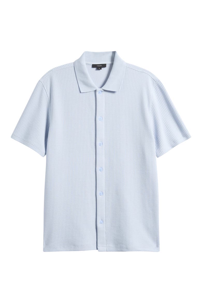 Grid Waffle Knit Button-Up Shirt, Alternate, color, PLAYA BLUE