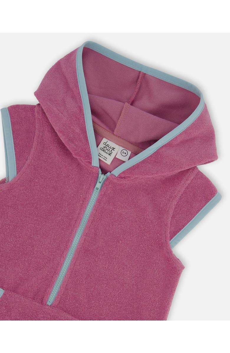 Deux par Deux Little Girl's Hooded Terry Beach Dress Candy Pink, Alternate, color, Candy Pink