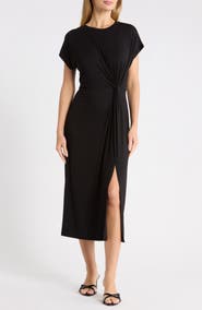WEST K Front Knot Cap Sleeve Midi Dress