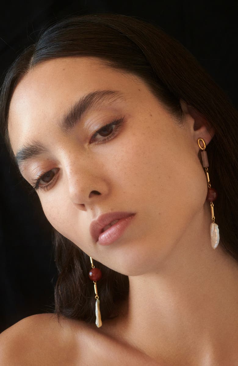 Lady Grey Roses Drop Earrings, Alternate, color, Gold