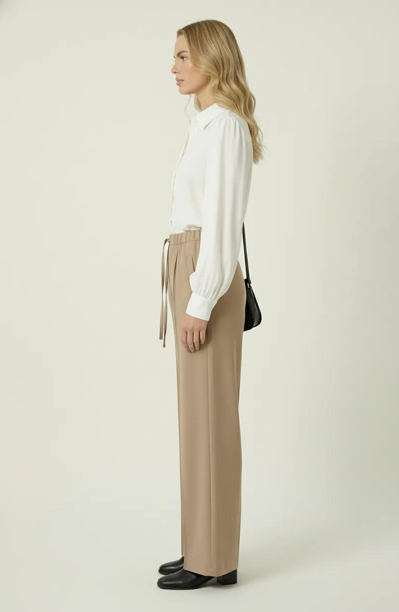 Modenaire Wide Leg Drawstring Trousers, Alternate, color, Khaki