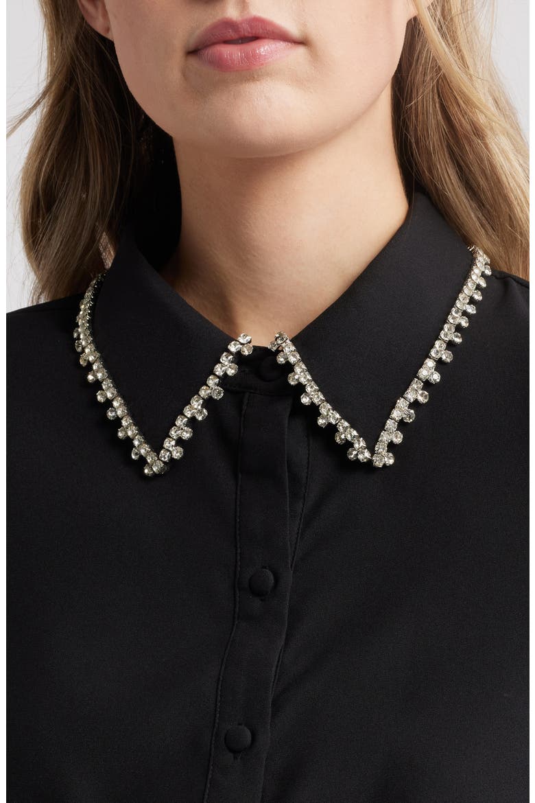 Sylvi Rhinestone Collar Shirt, Alternate, color, BLACK