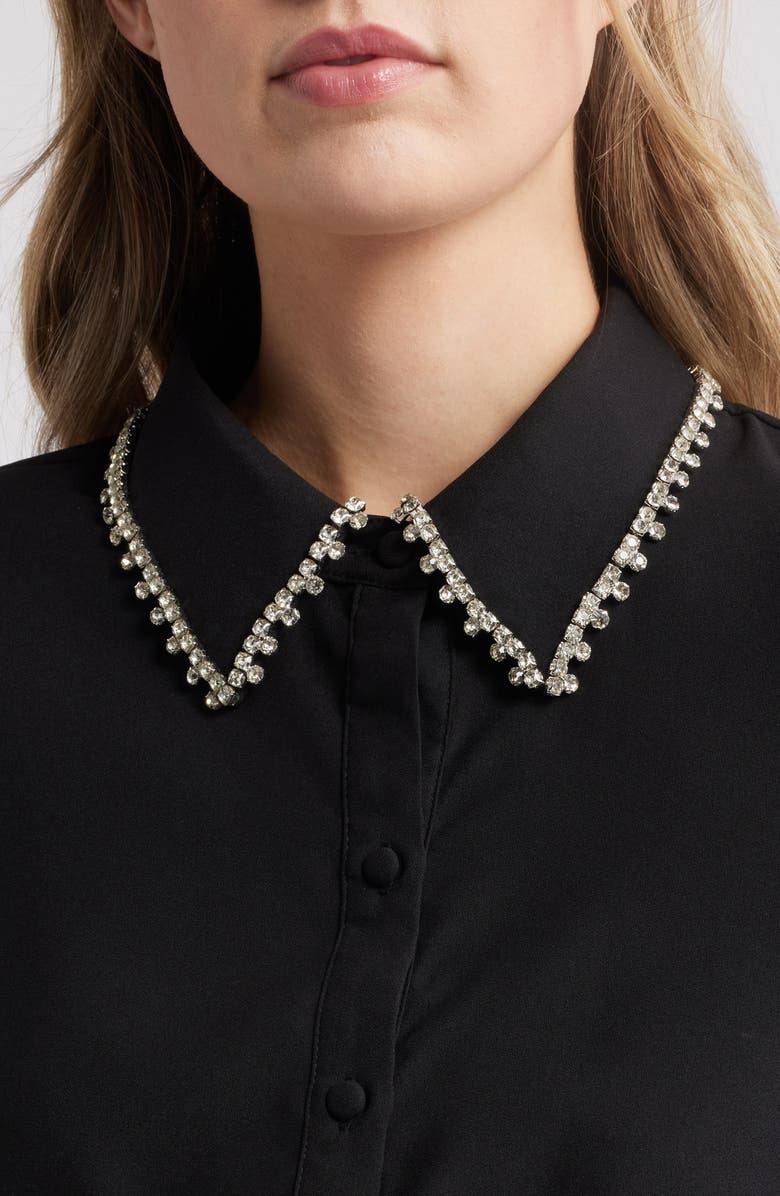 NIKKI LUND Sylvi Rhinestone Collar Shirt, Alternate, color, Black