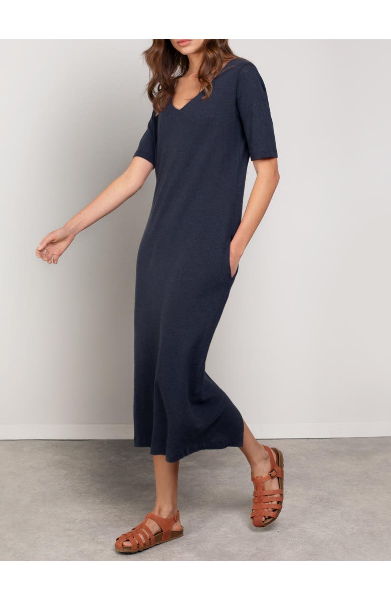 Celtic & Co. Linen Blend Midi Dress, Alternate, color, Navy
