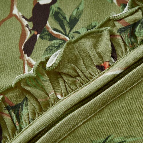 Milkbarn Cotton Stretch Ruffle Footed Romper In Green
