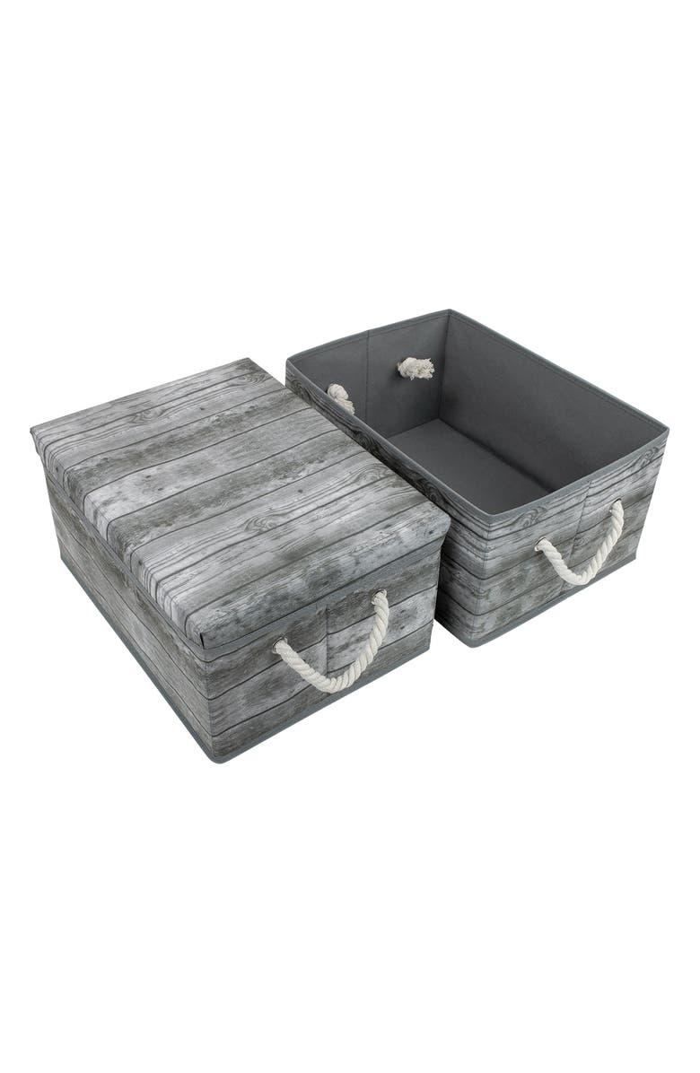 SORBUS Grey Wooden Pattern Storage Box - Set of 2, Alternate, color, Grey
