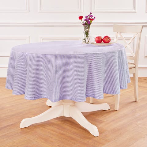 Linen Round Tablecloth - Narrow Stripe