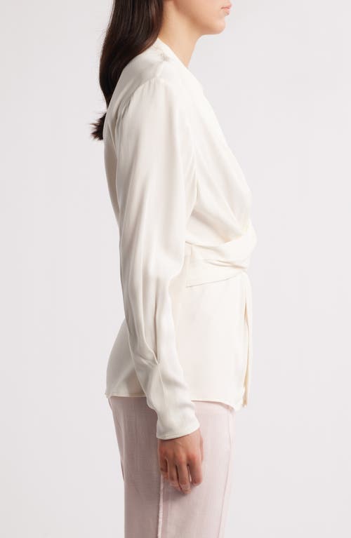 Hugo Boss Boss Bimkai Front Wrap Top In Soft Cream