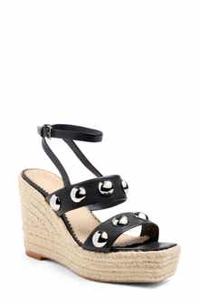 Cinq à Sept Georgia Studded Espadrille Ankle Strap Platform Wedge Sandal