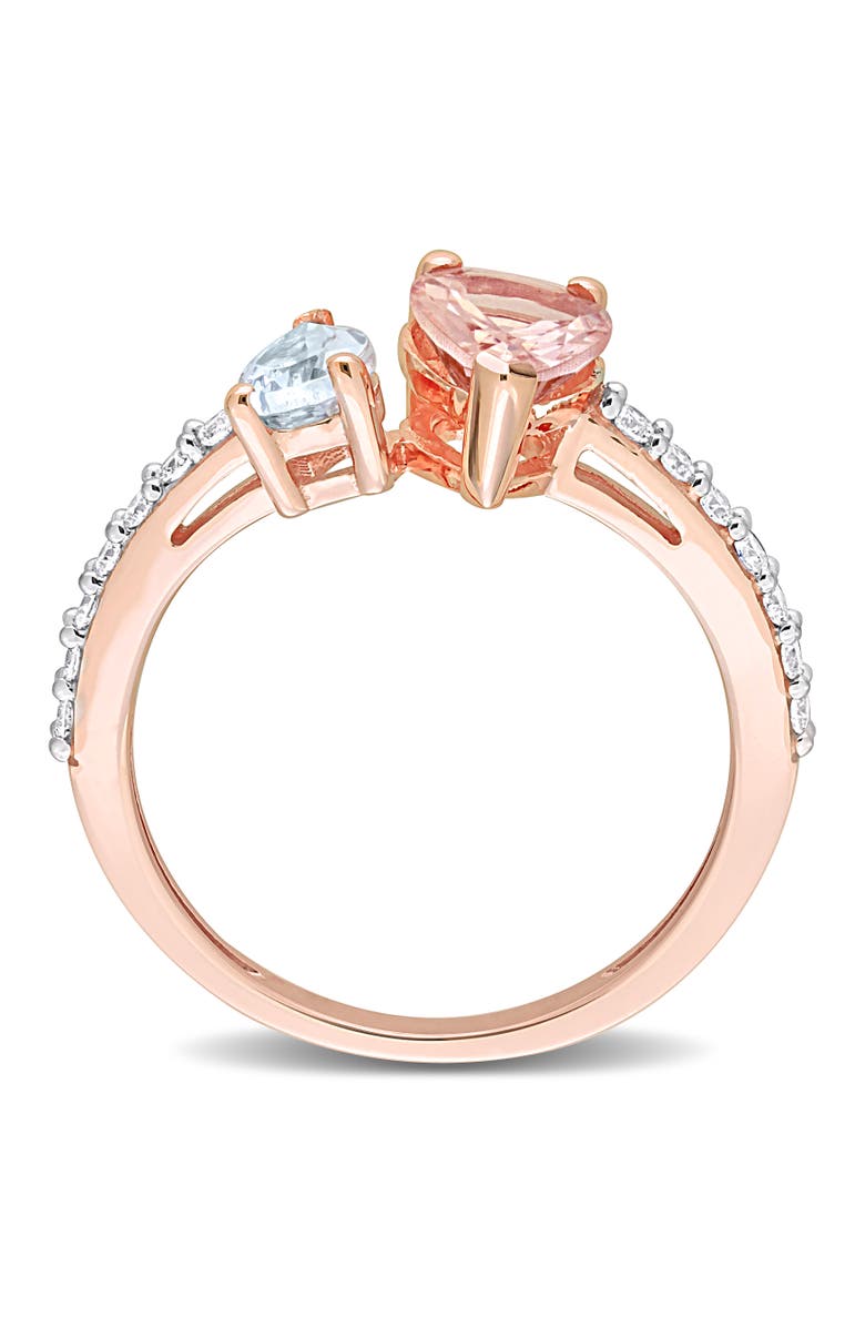 Julianna B. Morganite Aquamarine & Diamond 2-Stone Ring 14k, Alternate, color, Rose Gold
