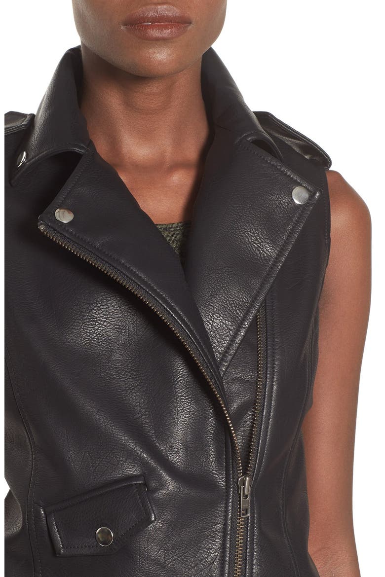 Faux Leather Vest, Alternate, color, BLACK