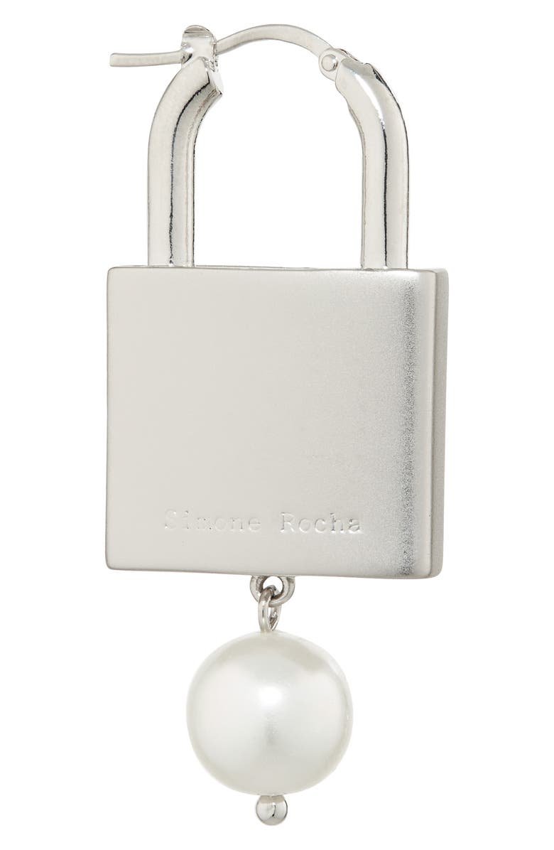 Simone Rocha Faux Pearl Padlock Earrings, Alternate, color, Pearl