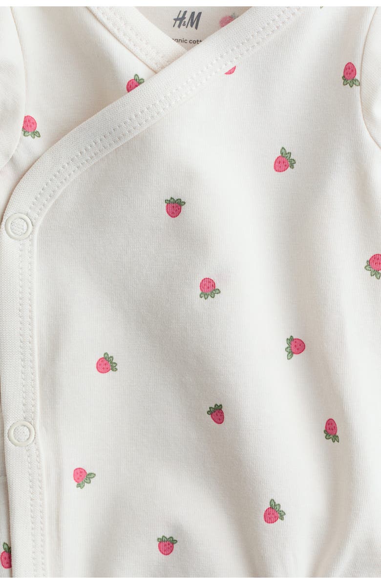 H&M 5-pack Wrapover Bodysuits, Alternate, color, Cream/Strawberries