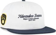 '47 Men's '47 White/Navy Milwaukee Brewers Script Stack Relaxed Captain Snapback