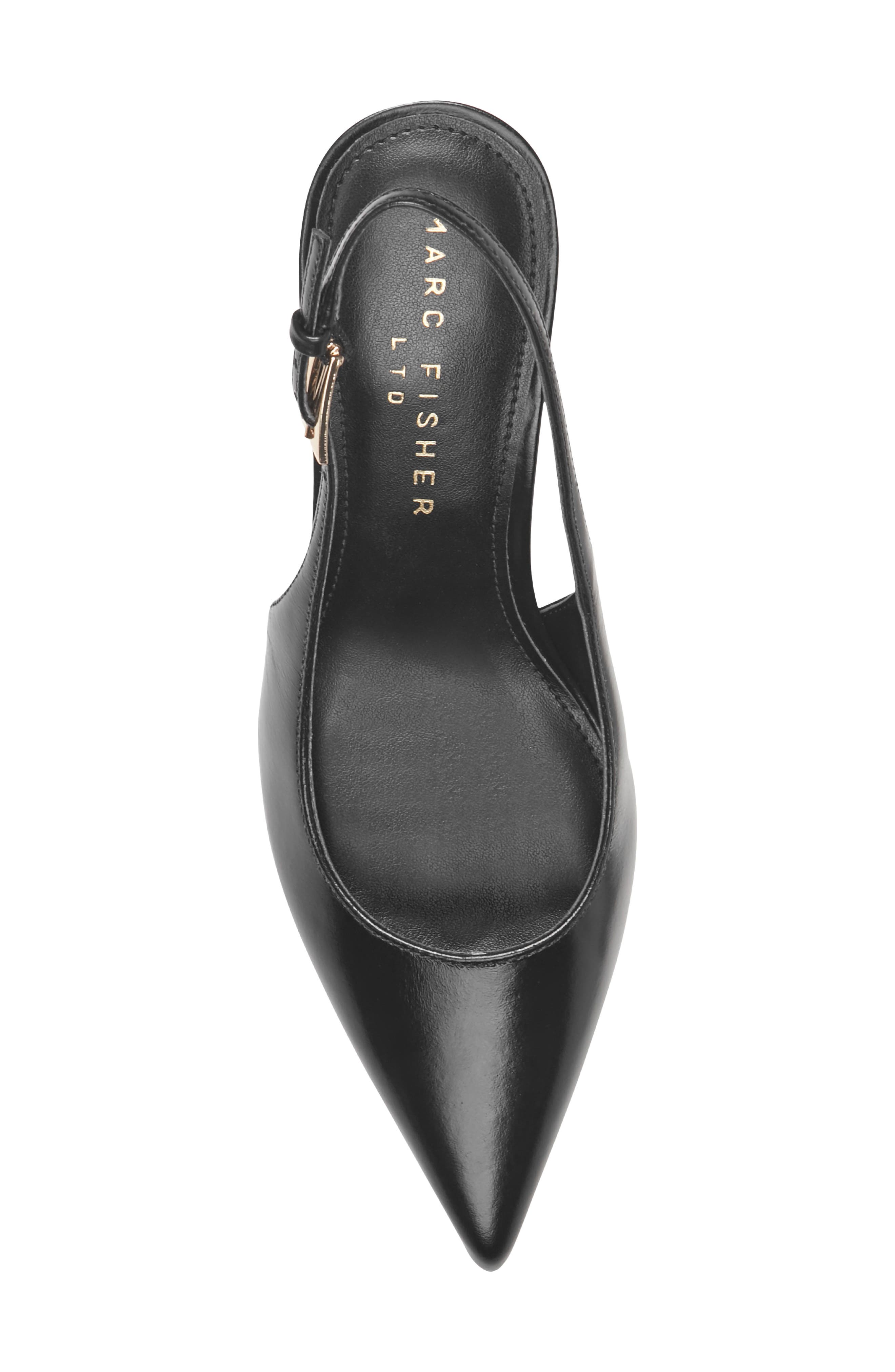 Dorie Slingback Pointed Toe Pump, Alternate, color, BLACK LEATHER