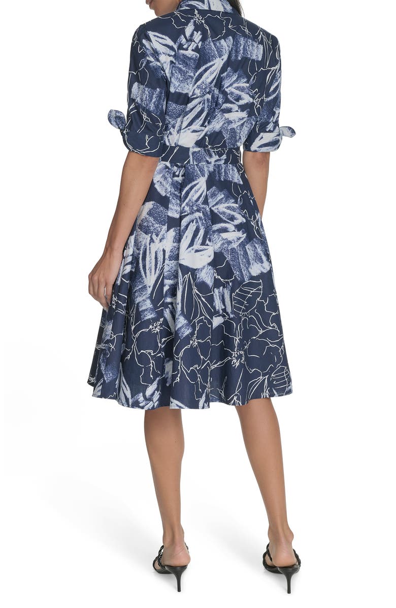 Calvin Klein Floral Short Sleeve Cotton Shirtdress, Alternate, color, 