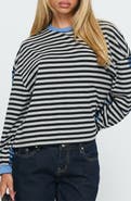 Princess Polly Taysha Colorblock Stripe Long Sleeve Stretch Cotton Top