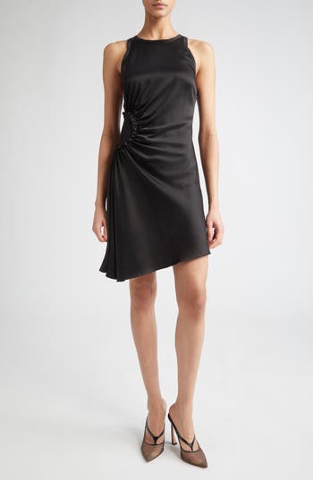 Victoria Beckham Womens Black Slash-neck Ruched Woven-midi Dress In Black