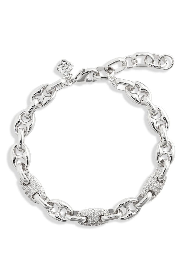 Bailey Pavé Chain Bracelet, Main, color, RHODIUM WHITE CRYSTAL