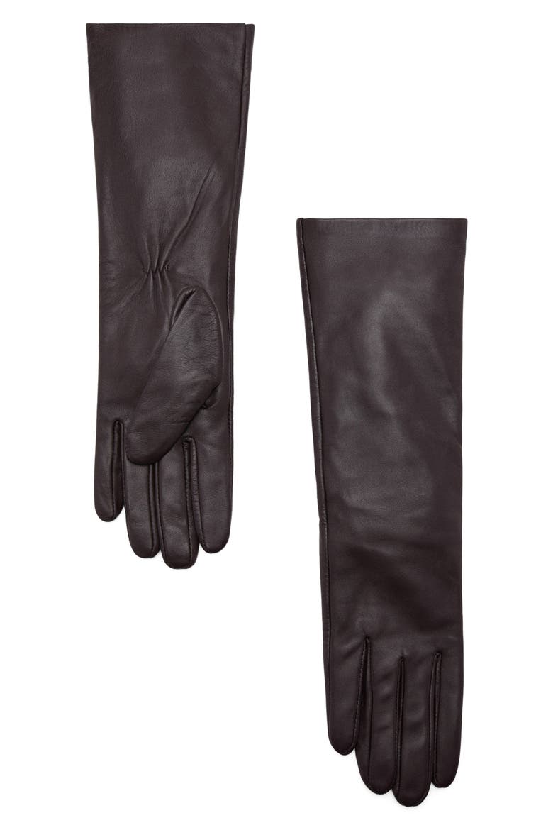 Long Leather Gloves, Main, color, CHOCOLATE