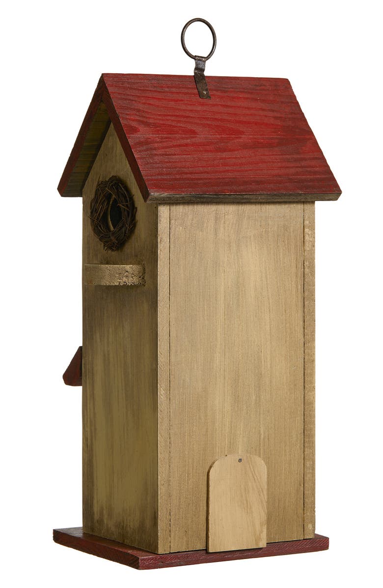 Glitzhome Solid Wood Cottage Decorative Outdoor Garden Birdhouses, Alternate, color, Red