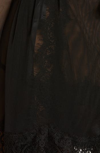 Lace Trim Mesh Robe & G-String Set