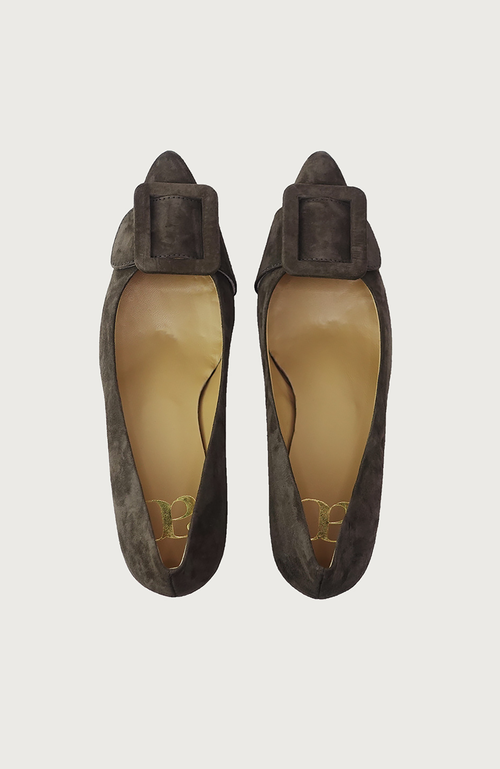 Andrea Carrano Shoes Milk Kitten Heel In Brown