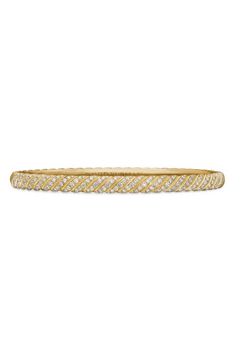 Sculpted Cable Bangle Bracelet with Diamonds, 4.6mm
