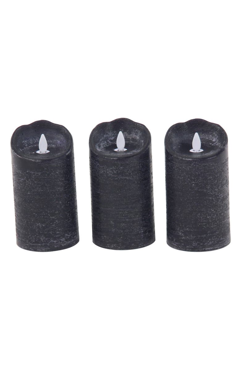 SONOMA SAGE HOME Black Wax Traditional Flameless Candle with Remote Control - Set of 3, Alternate, color, Black