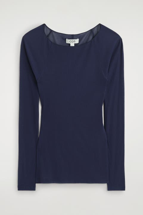 Slim Ribbed Silk Top