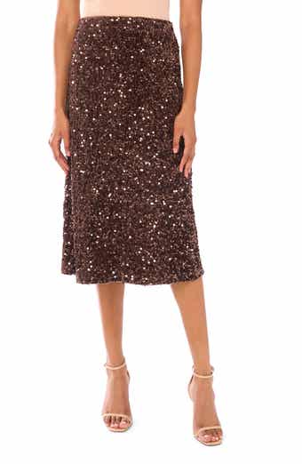 Halogen® Sequin Embellished Velvet Midi Skirt