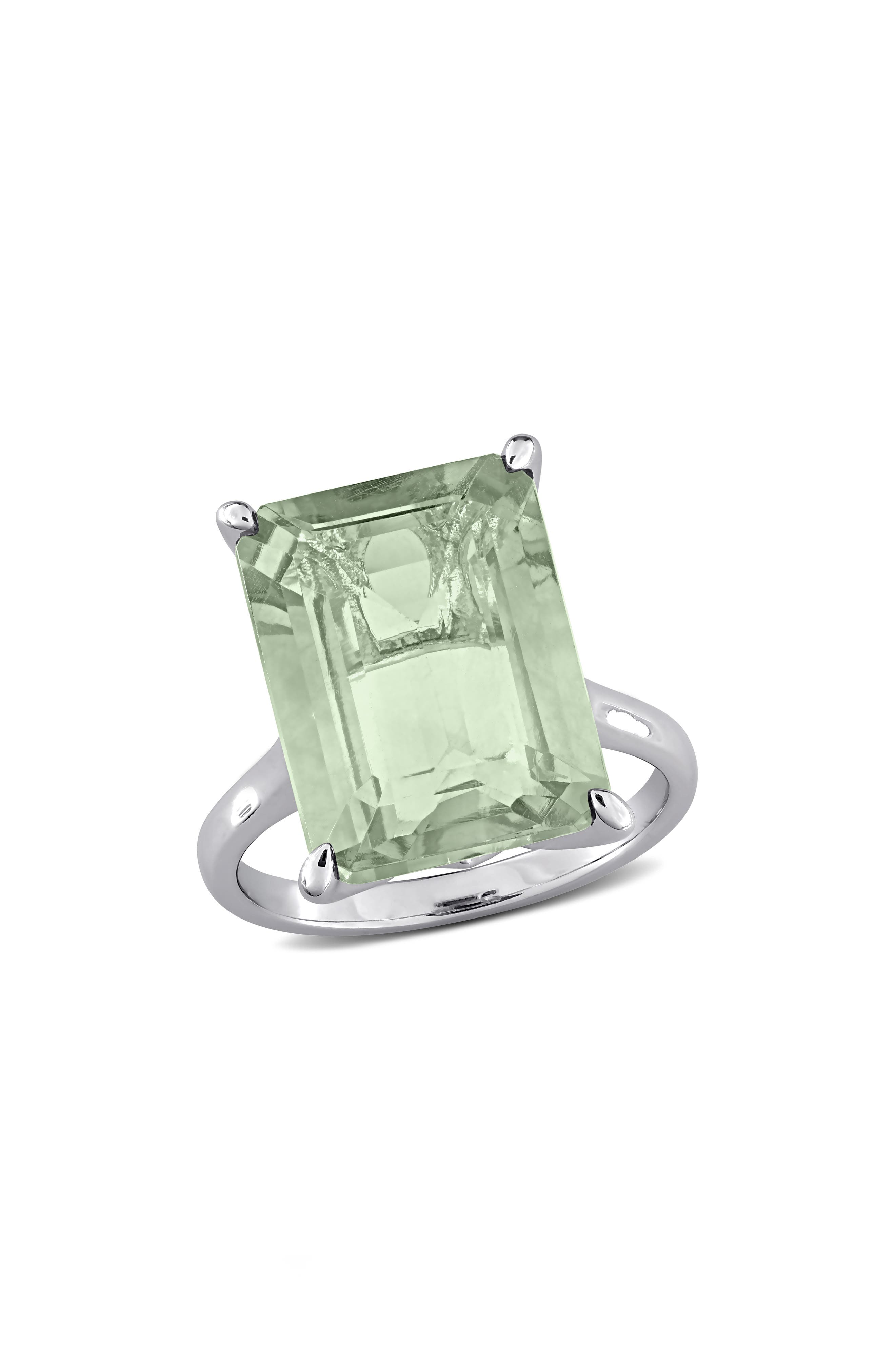Octagon Cut Green Quartz Statement Ring