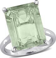 DELMAR Octagon Cut Green Quartz Statement Ring